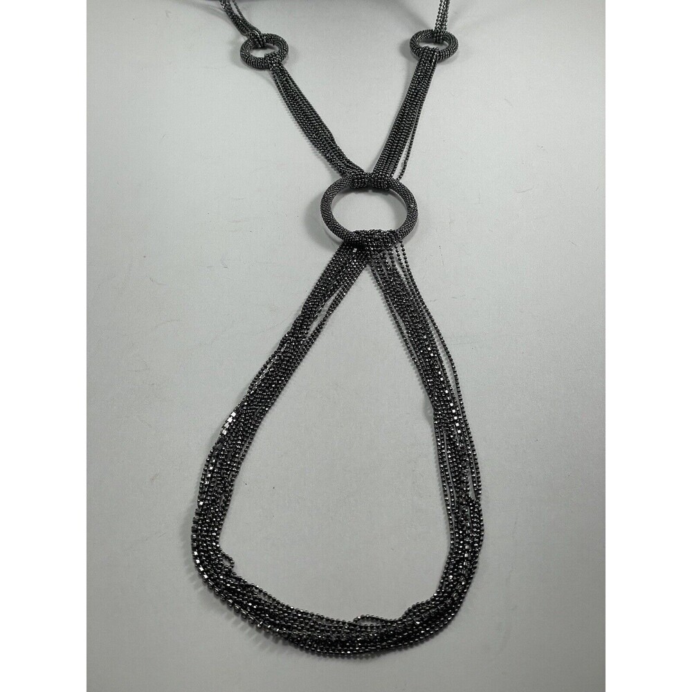Joan Rivers Multichain And Circles 29 inch Necklace Rhinestone Dark Silver Tone - Picture 11 of 16